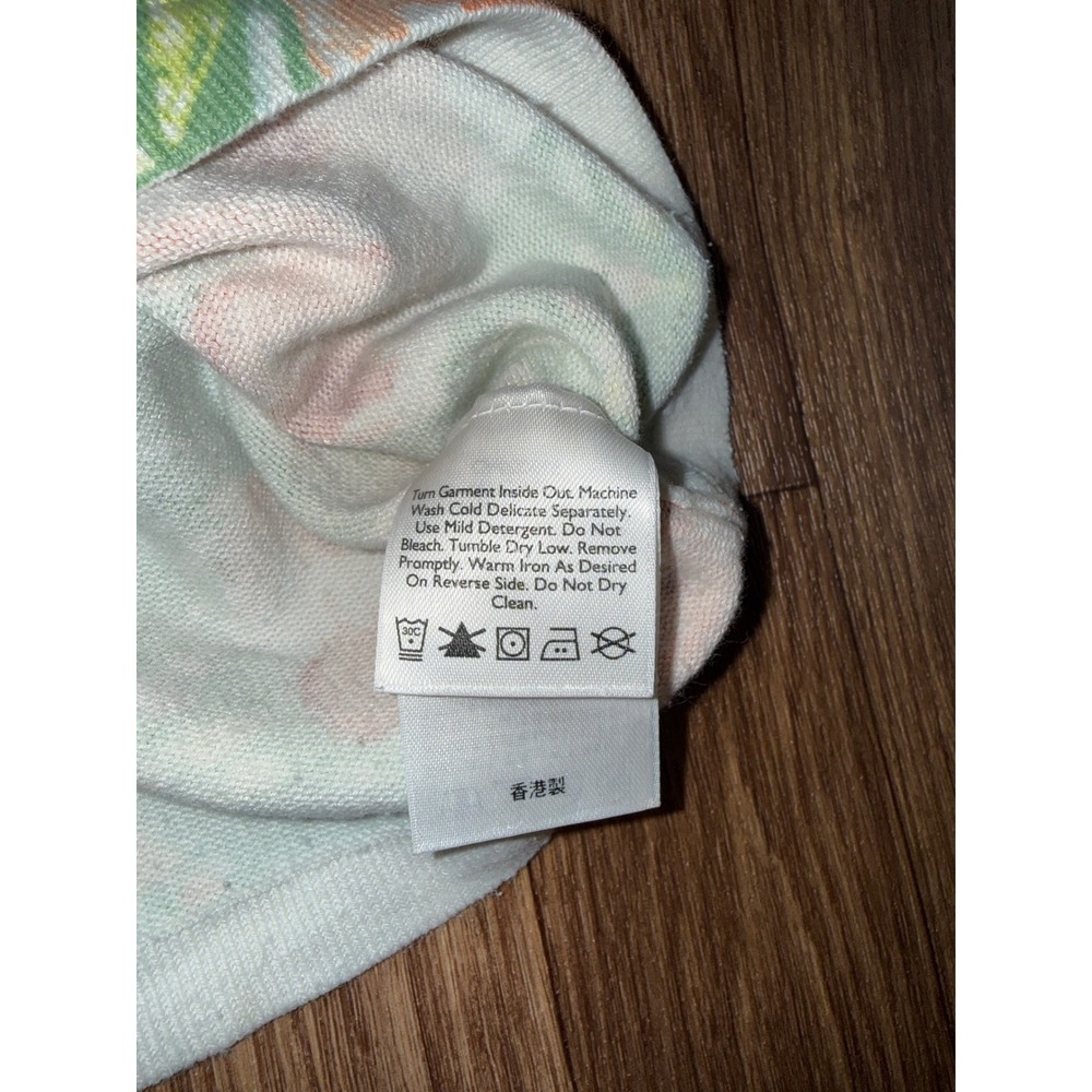 Eddie Bauer Womens Green Peach Floral Button Front Cardigan 3/4 Sleeve Stretch M - Picture 2 of 8